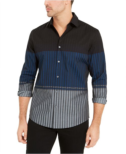 Alfani Men's Classic-Fit Colorblocked Ombré Stripe Shirt, Created for ...