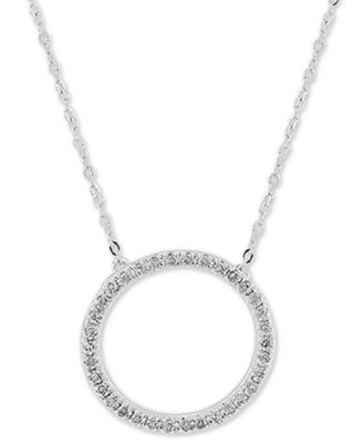 Diamond Circle Pendant Necklace (1/10 ct. t.w.) in 10k White Gold