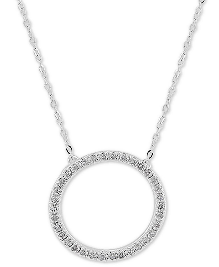 Macy's - Diamond Circle Pendant Necklace (1/10 ct. t.w.) in 14k White Gold