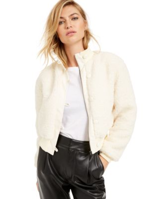 Bar III - Cropped Faux-Fur Bomber Jacket