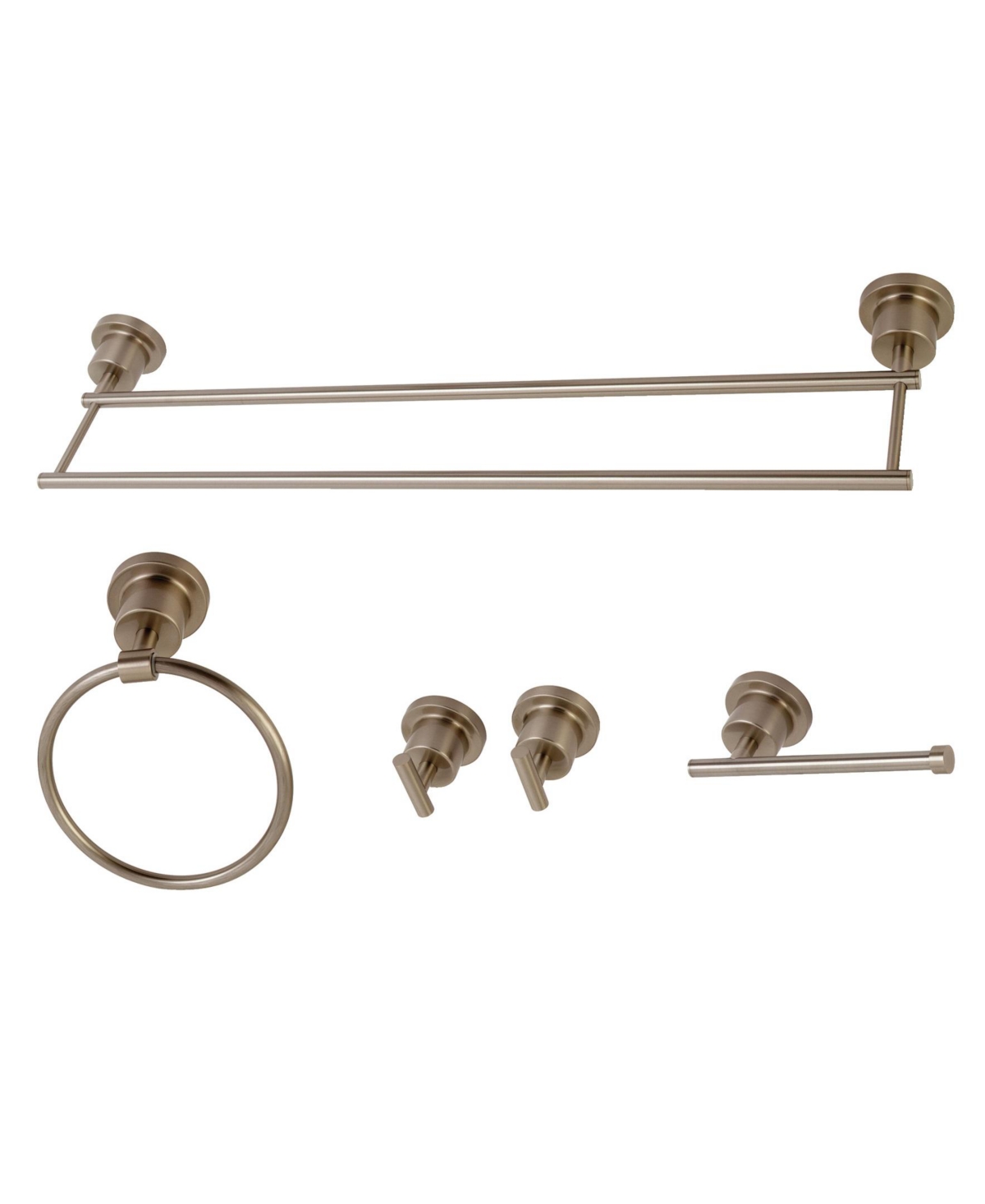 Kingston Brass Concord Dual-Towel Bar 5-Pc. Bathroom Accessory Set in Brushed Nickel Bedding