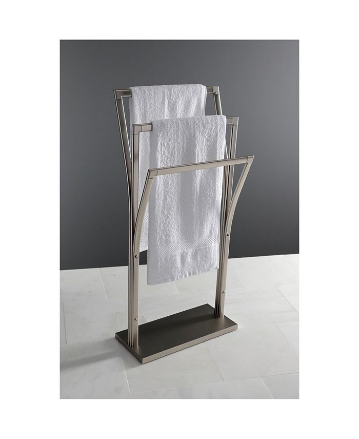 KINGSTON BRASS Towel Rack - 2-Tier Pedestal, Steel, Satin Nickel Finish