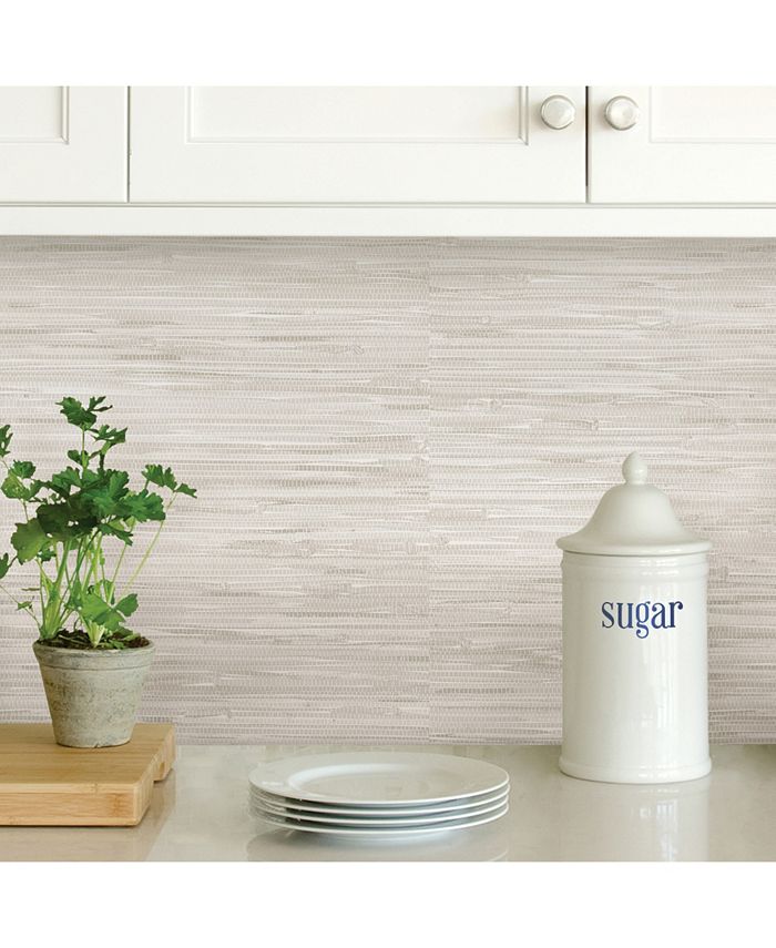 NuWallpaper 20.5" x 216" Cream Grassweave Peel Stick Wallpaper Macy's