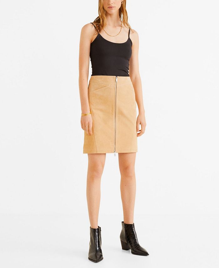 MANGO Leather Miniskirt - Macy's