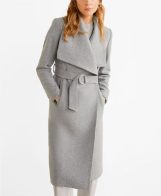 MANGO Wide Lapel Wool-Blend Coat - Macy's
