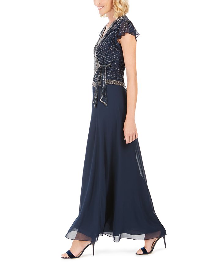 J Kara Embellished Side-Tie Gown - Macy's