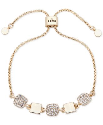 DKNY - Gold-Tone Square Pav&eacute; Slider Bracelet
