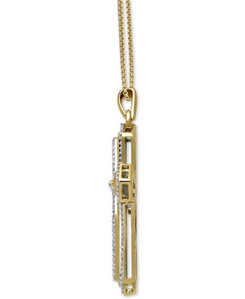 Macy's Men's Diamond Cross 22 Pendant Necklace (1/2 ct. t.w.) in 18k Gold-Plated  Sterling Silver - Macy's