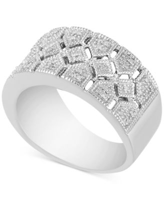 Diamond Geometric Statement Ring (1/10 ct. t.w.) in Sterling Silver ...