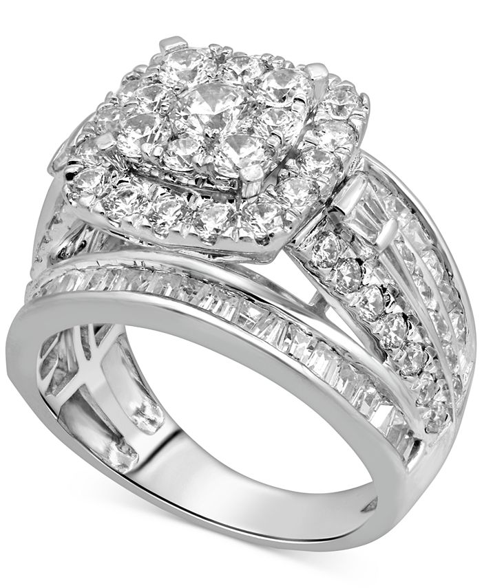 Macy's Diamond Halo Engagement Ring (3-1/3 ct. t.w.) in 14k White 