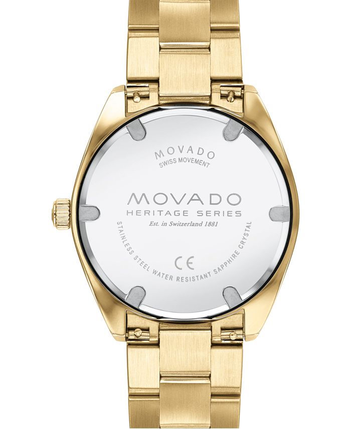 Movado - Men's Swiss Heritage Gold Ion-Plated Stainless Steel Bracelet Watch 39mm