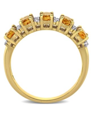 Citrine (1-1/6 ct. t.w.) and Diamond (1/6 ct. t.w.) Semi Eternity Ring in 14k Yellow Gold