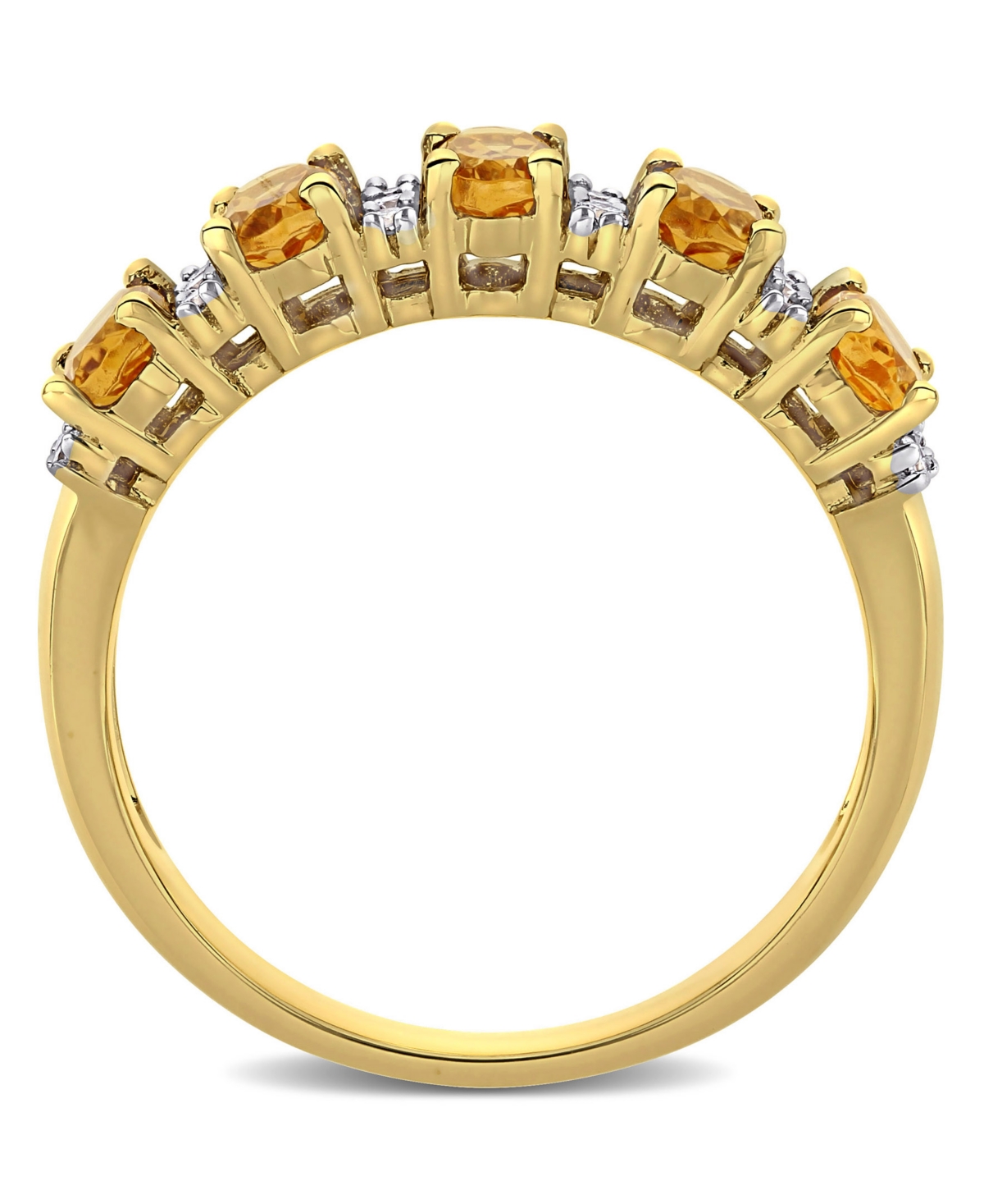 (1-1/6 ct. t.w.) and Diamond (1/6 ct. t.w.) Semi Eternity Ring in 14k Yellow Gold - Citrine