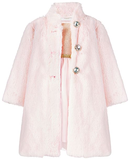 Blueberi Boulevard Baby Girls 2 Pc Faux Fur Coat Dress Set