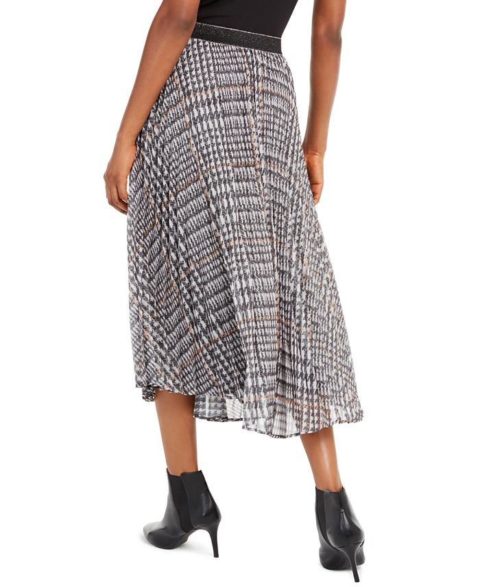 Marella Shaila Metallic Plaid Pleated Skirt - Macy's