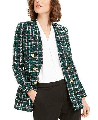Bar III Plaid Open-Front Double-Breasted Jacket, Created for Macy's ...