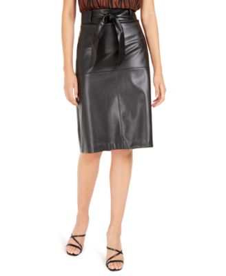 Macy's black leather skirt best sale