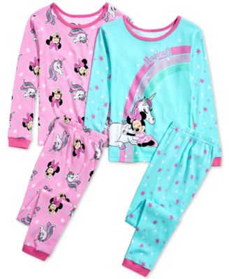 Disney Girls Minnie Mouse 4-Piece Cotton Pajama Set