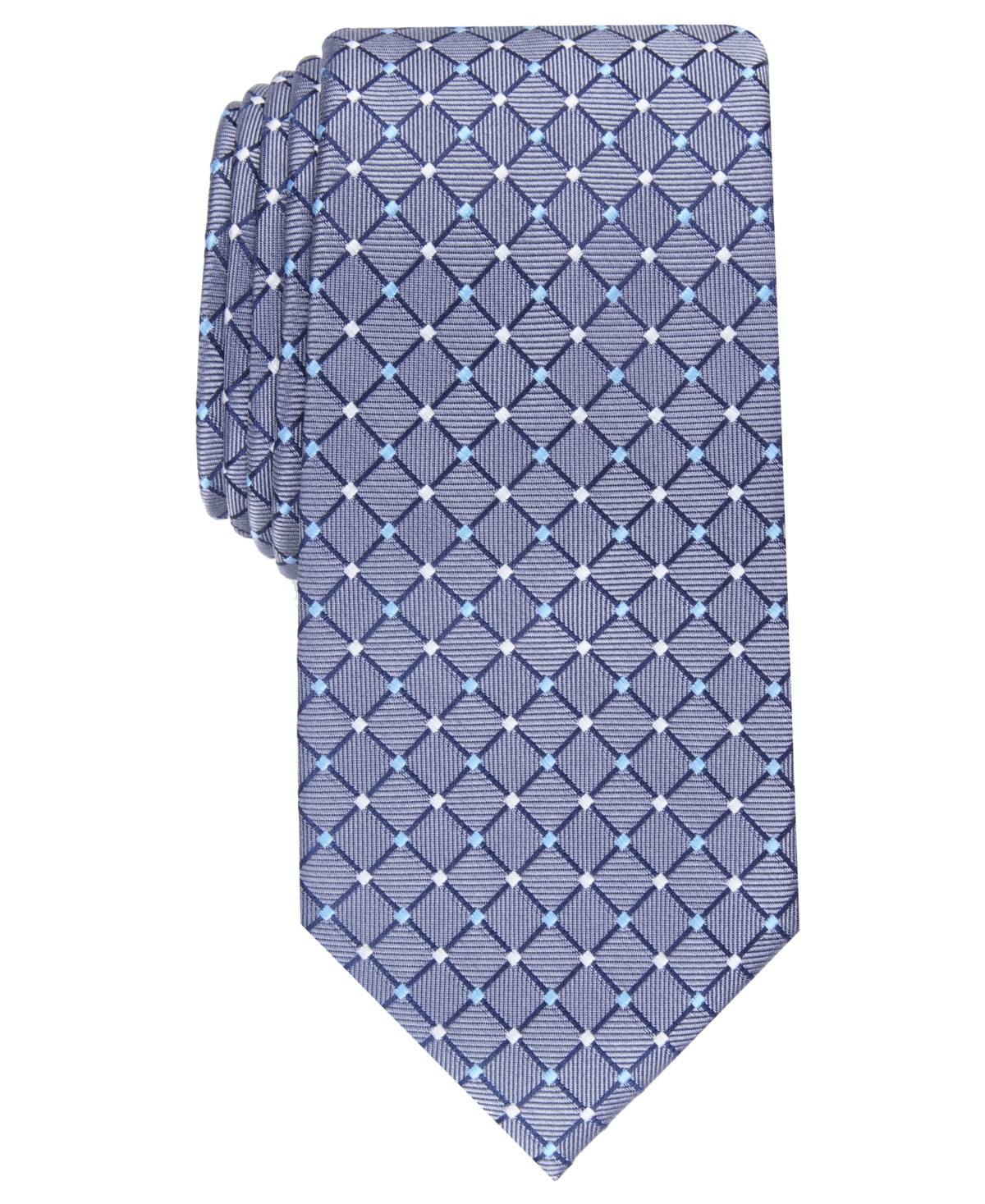 Men's Classic Grid Tie, Created for Macy's - Steel