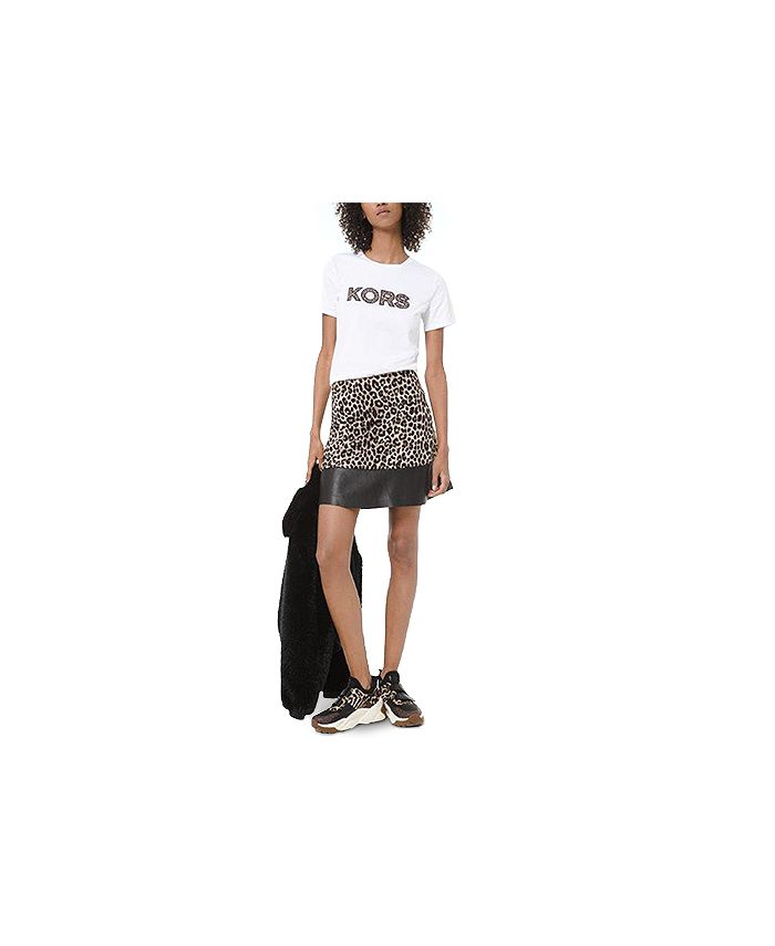 Michael Kors Leopard Print & Faux Leather Mini Skirt, Regular & Petite  Sizes & Reviews - Skirts - Women - Macy's