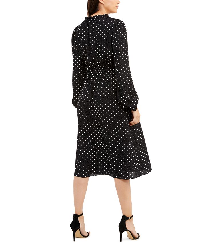 Anne Klein Smocked-Waist Dot-Print Dress - Macy's