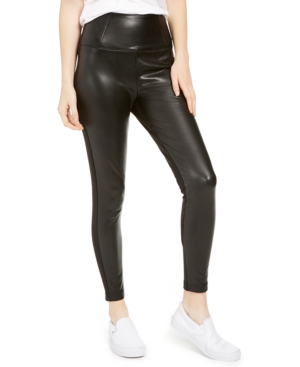 image of Love, Fire Juniors- Topson Faux-Leather Leggings with Ponte-Knit Back