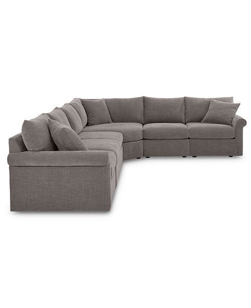 Furniture Wedport 5Pc. Fabric "L" Shape Modular Sleeper Sectional Sofa