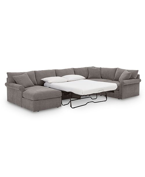 Furniture Wedport 4 Pc Fabric Modular Chaise Sleeper Sectional