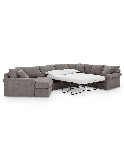 Furniture Wedport 3 Pc Fabric Sofa Return Sleeper Sectional With