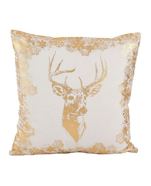 Saro Lifestyle Metallic Foil Reindeer Design Accent Cotton Throw