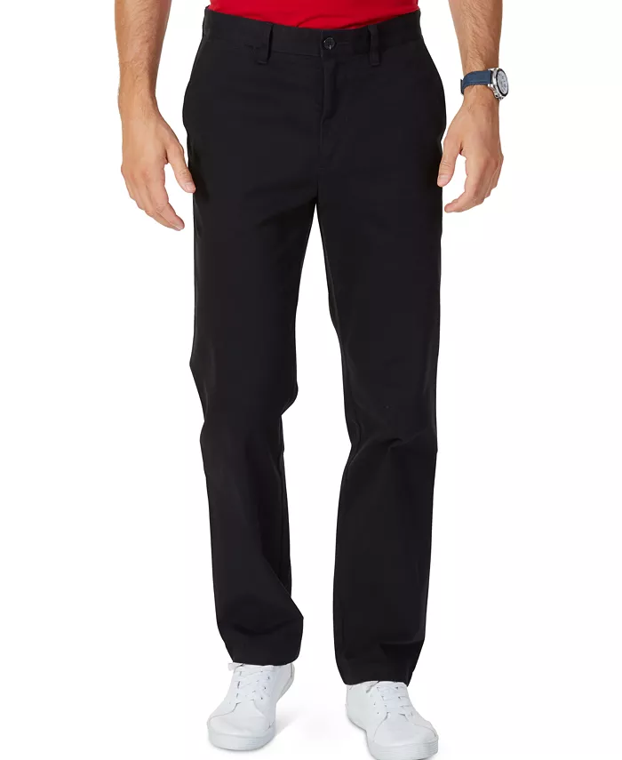 Men's Classic-Fit Stretch Solid Flat-Front Chino Deck Pants
