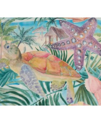 Tropical Turtle Printed Decorative Pillow, 18" x 18"