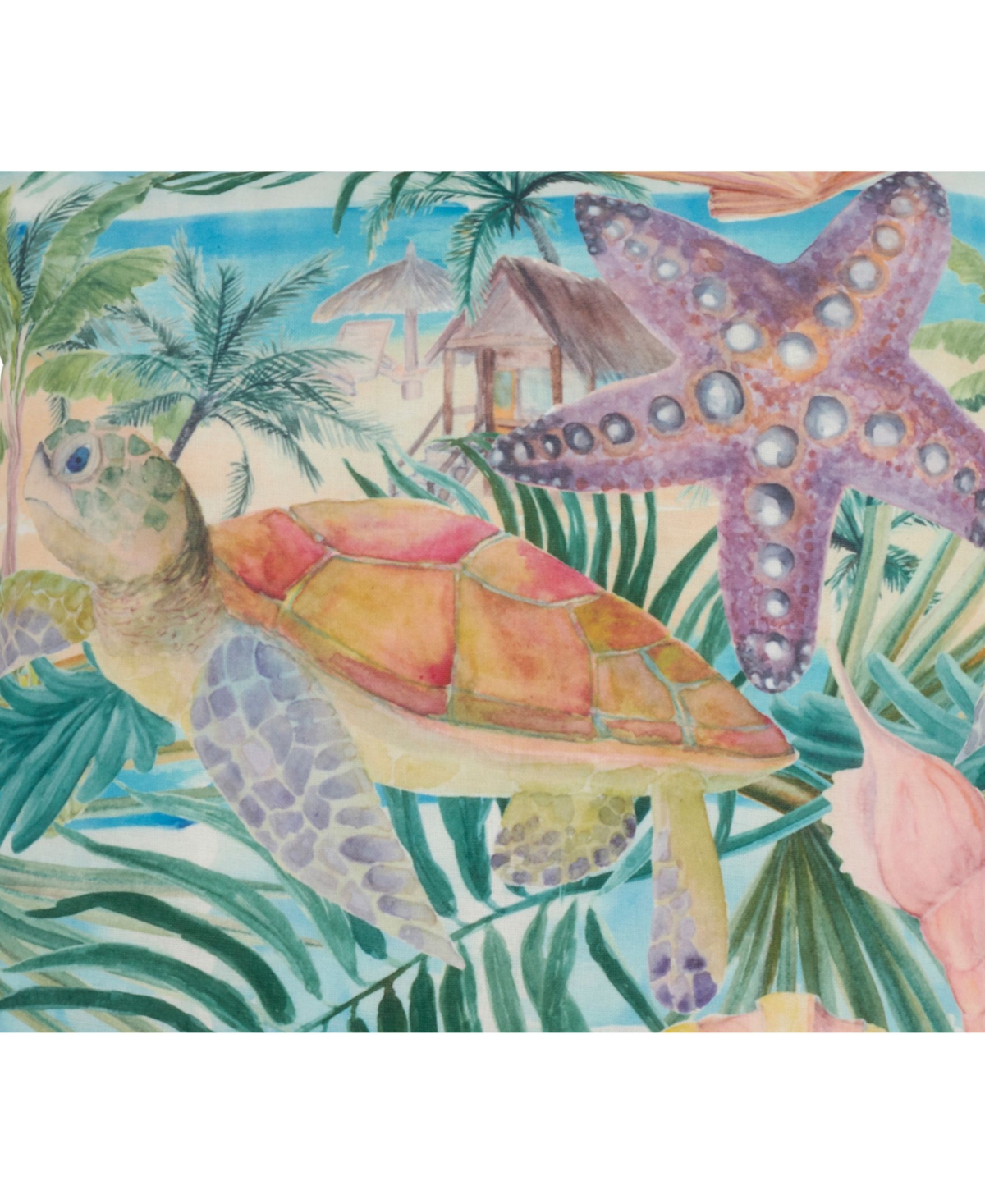 Saro Lifestyle Tropical Turtle Printed Decorative Pillow, 18