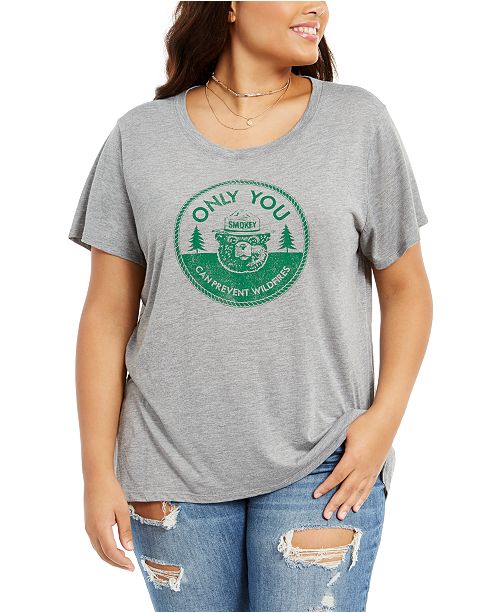 Modern Lux Trendy Plus Size Smokey Bear Graphic Print T Shirt