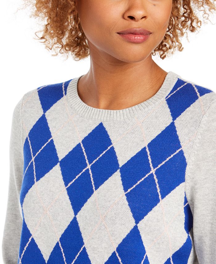 Charter Club Argyle Crewneck Sweater, Created for Macy's & Reviews ...
