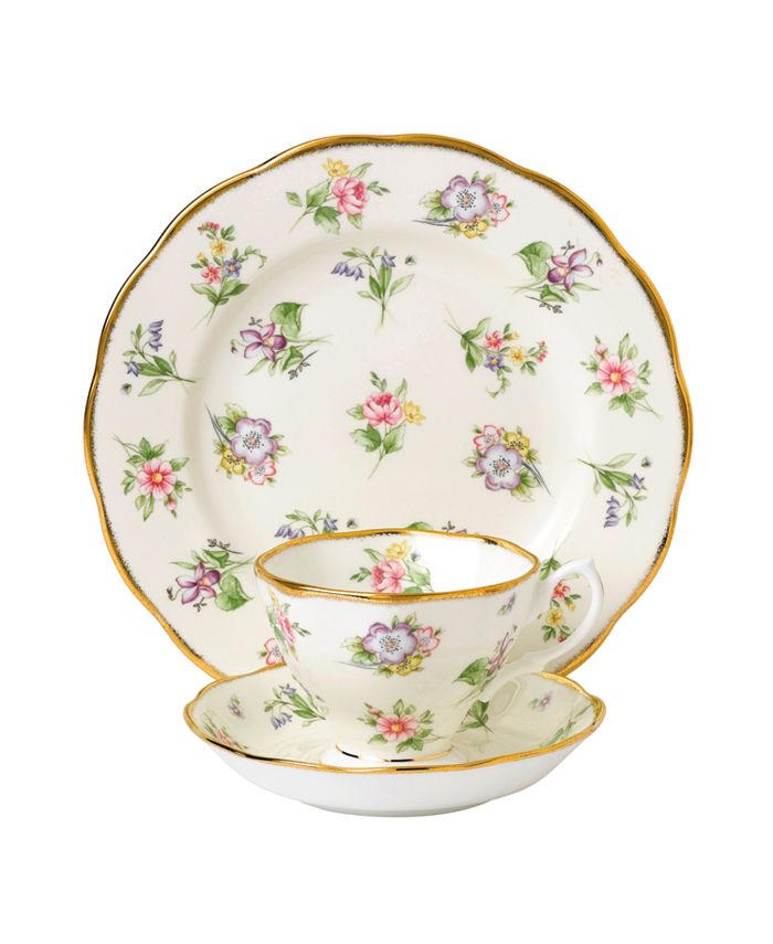 100 Years 1920 3 Piece Set Teacup Saucer Plate Spring Meadow