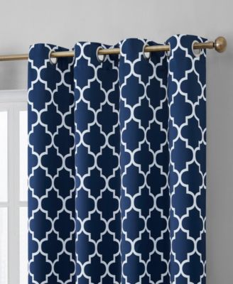 Lattice Print Drape Blackout Curtains Pattern - Weather Insulated Curtains, Sun Blocking Window Treatment Draperies for Living Room - Set of 2