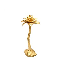 13" Gold Flower Shaped Candle Holder