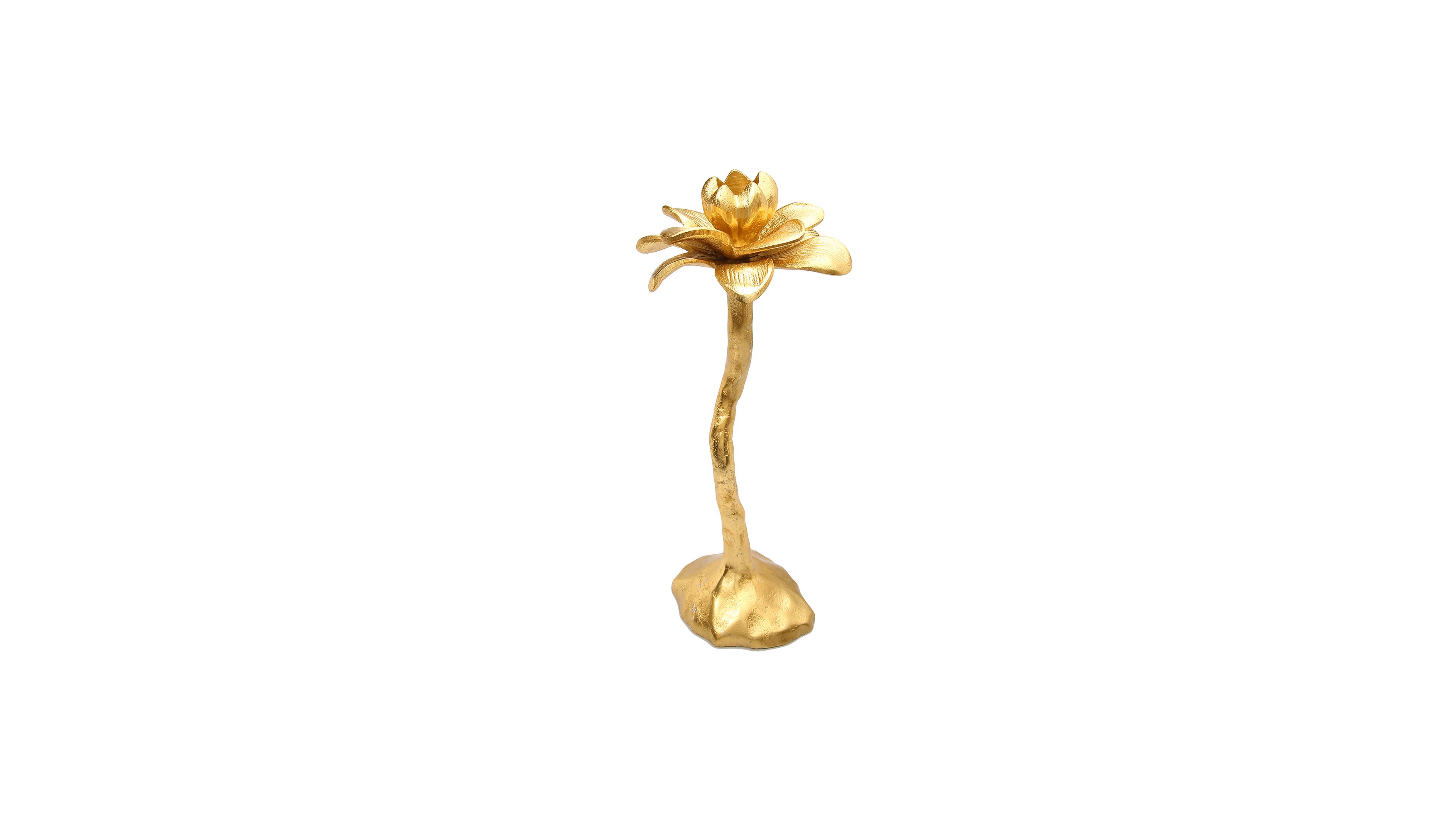 Classic Touch 13" Gold Flower Shaped Candle Holder
