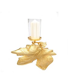 Gold Embossed Leaf Dish with Branched Candle Holder