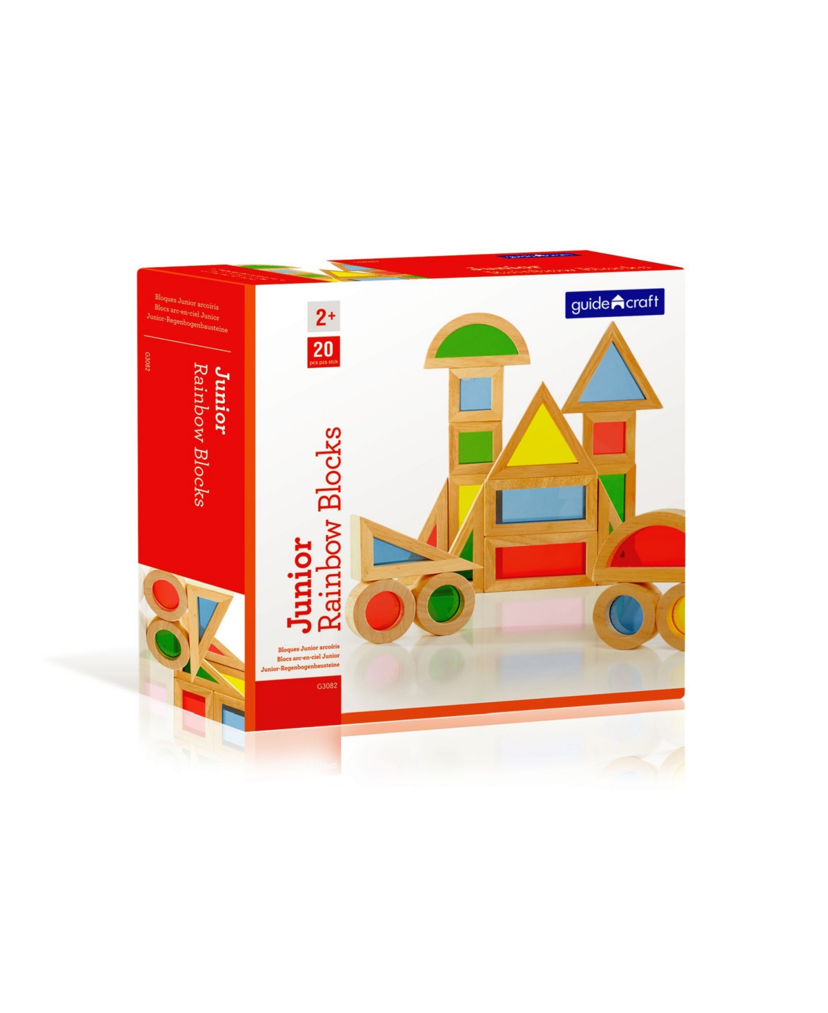 Guidecraft Junior Rainbow Blocks - 20 Pieces Set - Multi-Color