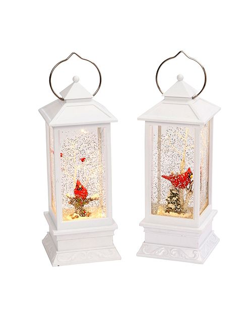 Gerson Gerson Elegant Lighted White Snow Globe Lanterns With
