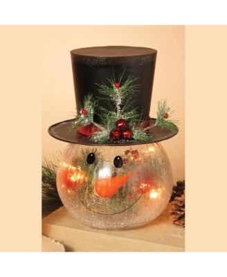 crackle glass snowman light