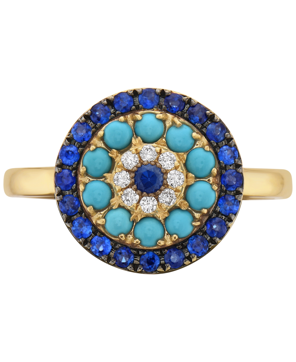 Effy Sapphire (1/2 ct. t.w.), Turqouise & Diamond (1/20 ct. t.w.) Statement Ring in 14k Gold