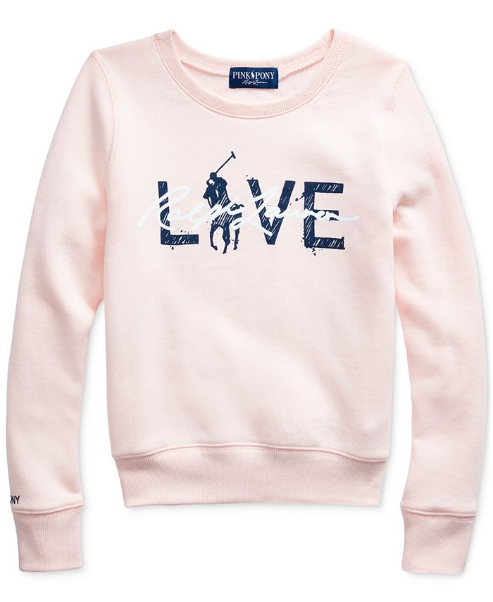 Polo Ralph Lauren Big Girls Pink Pony Fleece Logo Sweatshirt & Reviews -  Sweaters - Kids - Macy's