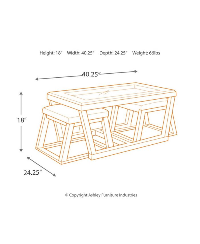 Signature Design By Ashley Ashley Furniture Kelton Coffee Table with Nesting Stools Macy's