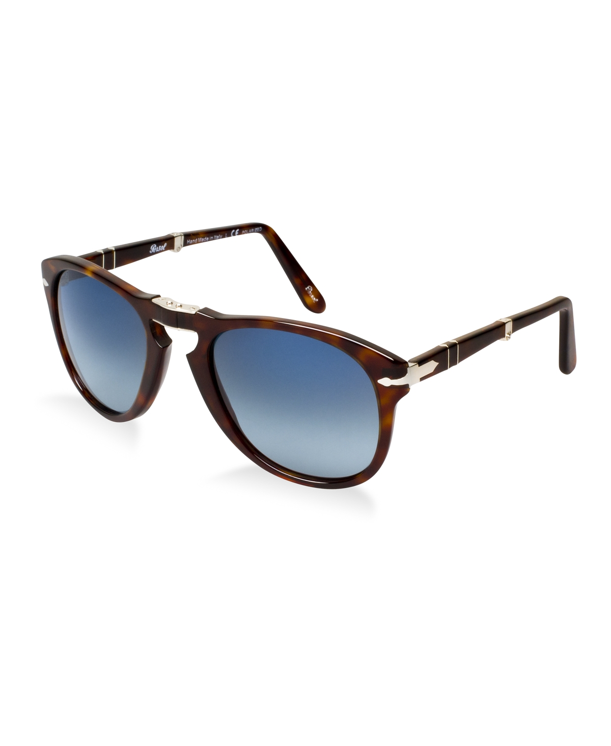 Persol Tortoiseshell Foldable Steve Mcqueen Sunglasses In Brown,blue