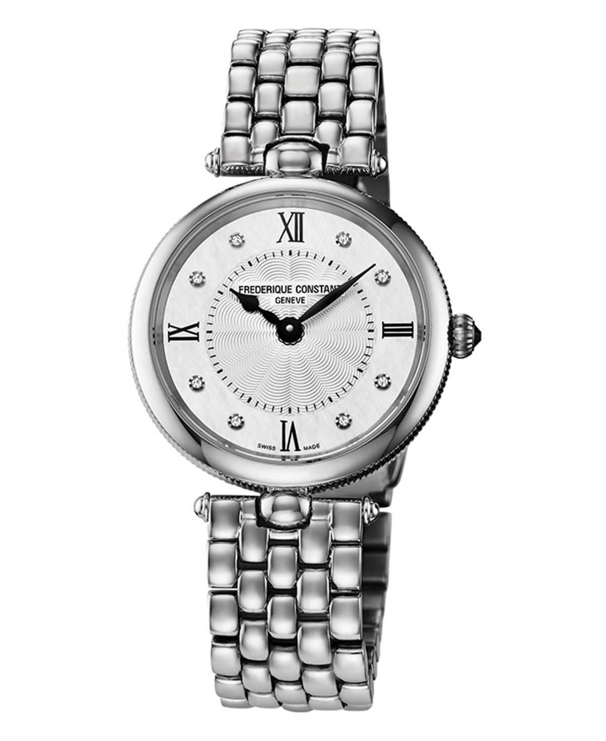 Frederique Constant Women's Swiss Art Deco Diamond Accent Stainless Steel Bracelet Watch 30mm