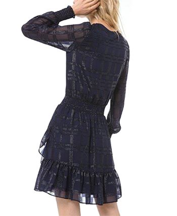 Michael Kors Shiny Plaid Smocked Dress Macy s
