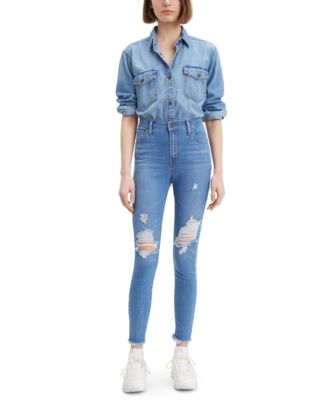 women's high rise distressed jeans